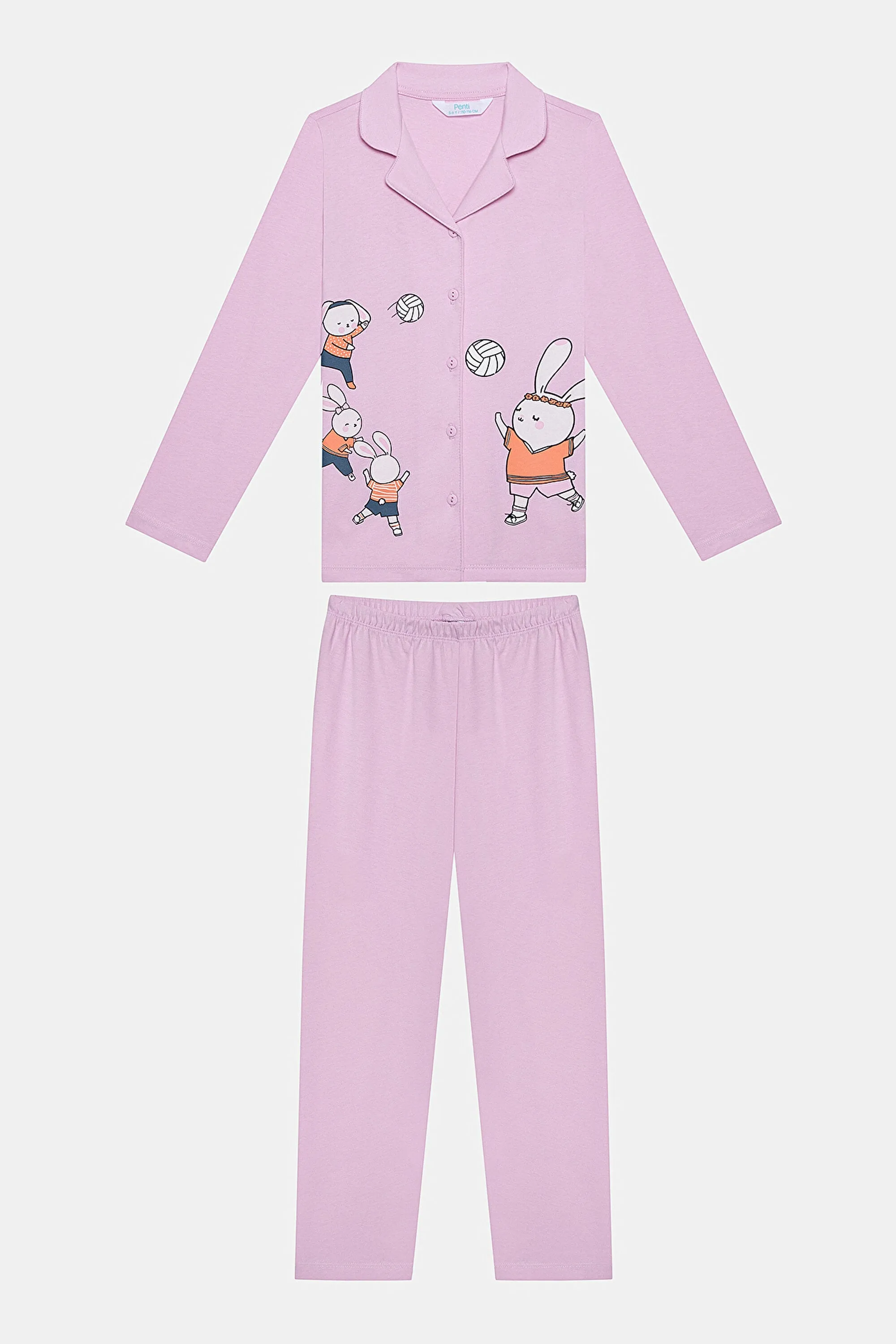 Cotton Girl Volleybunny Off White Buttoned Shirt Pajama Set