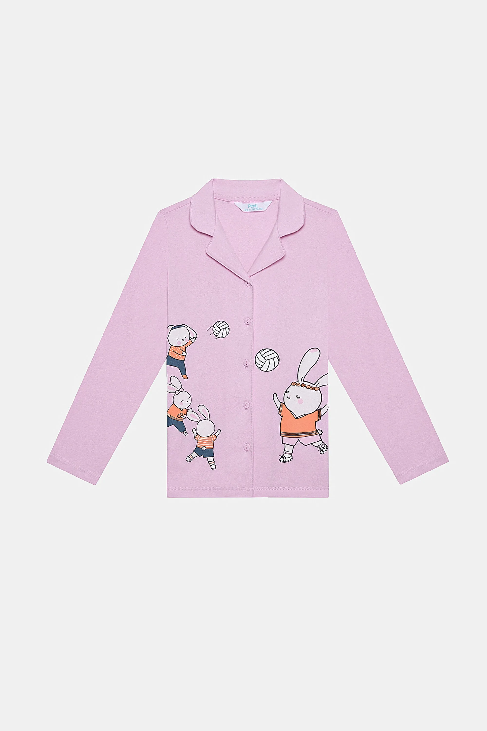 Cotton Girl Volleybunny Off White Buttoned Shirt Pajama Set