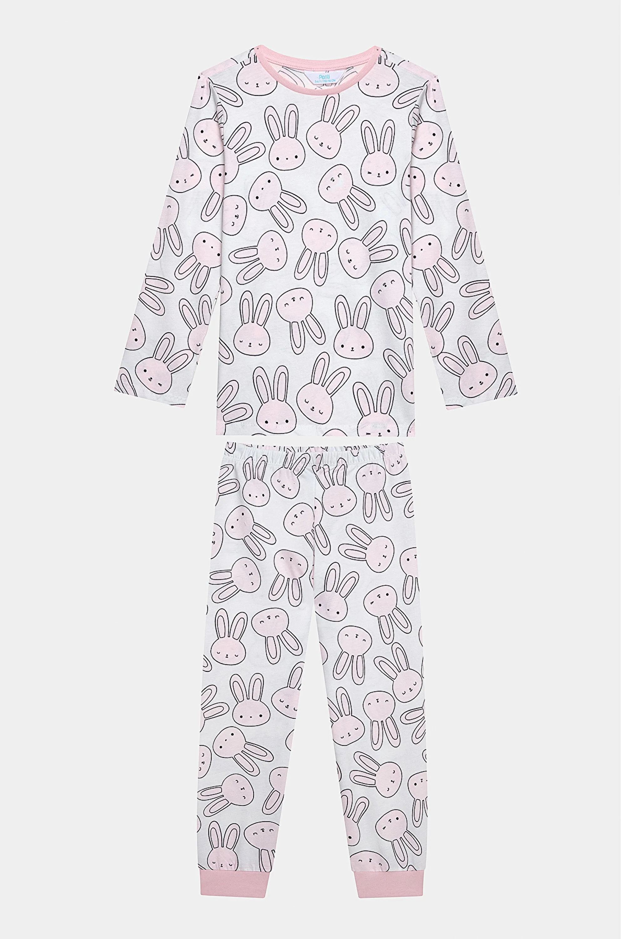 Cotton Girls Bunnies Multicolored 2-Piece Pajama Set