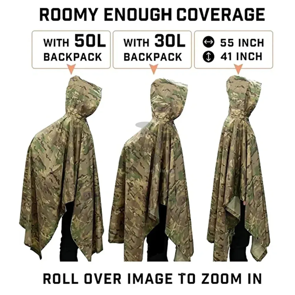 CP Military Poncho Rainwear 210T Nylon PVC Waterproof Fabric Rainwear Camouflage War Game Hunting Airsoft Accessories Rain Coat