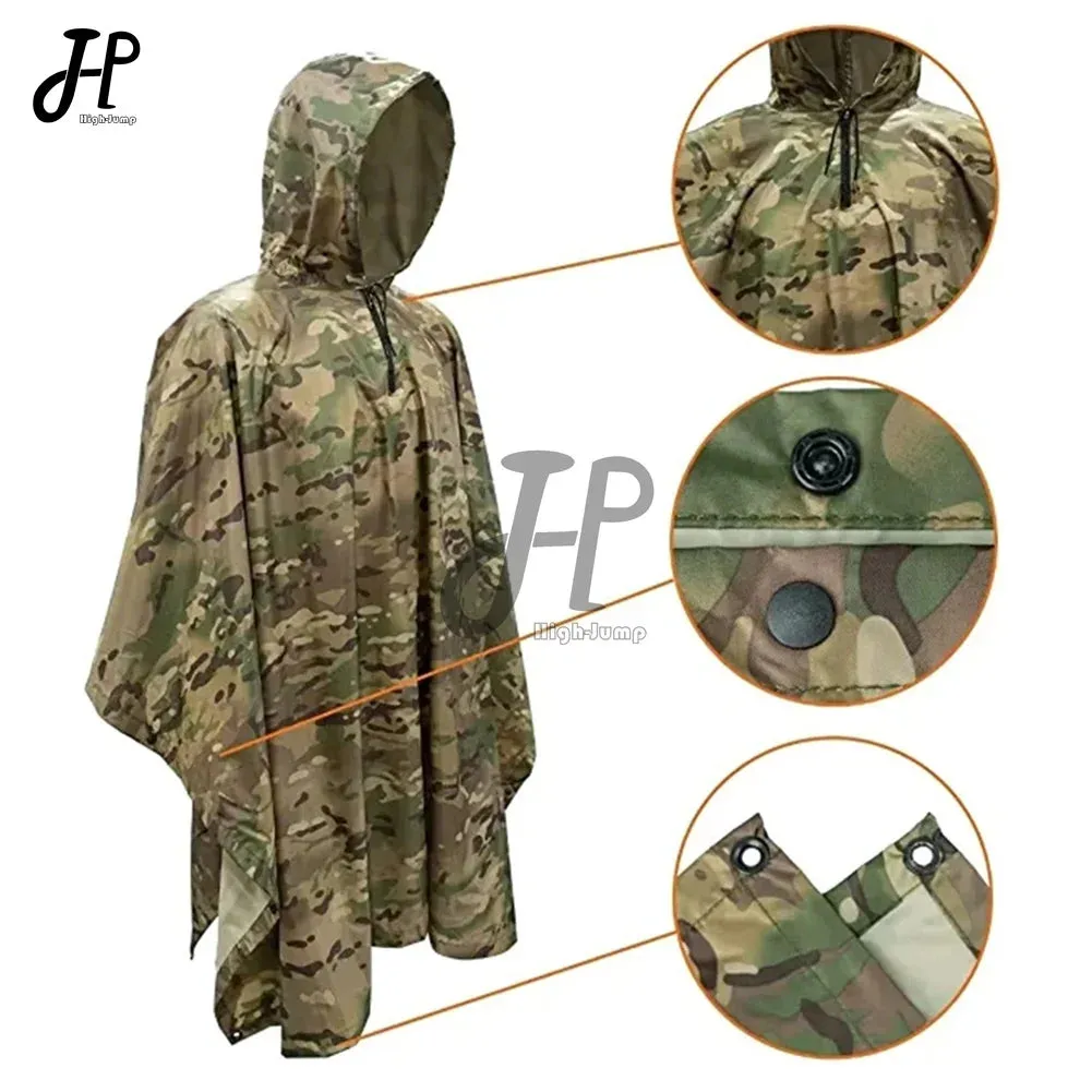 CP Military Poncho Rainwear 210T Nylon PVC Waterproof Fabric Rainwear Camouflage War Game Hunting Airsoft Accessories Rain Coat