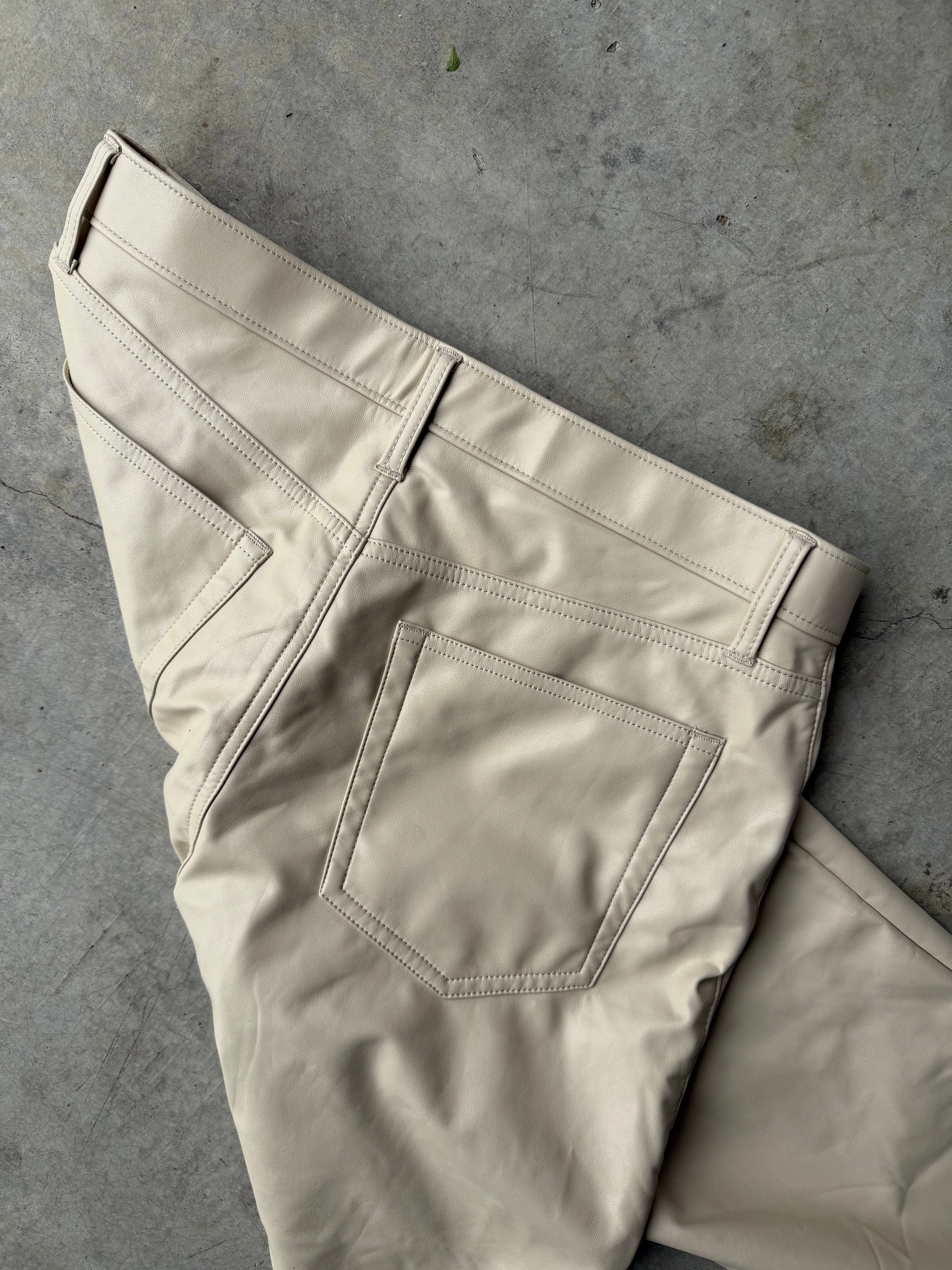 Cream Leather Pants