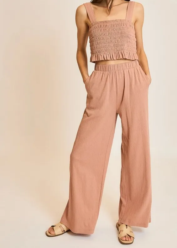 Crinkle Knit Top and Pants Set