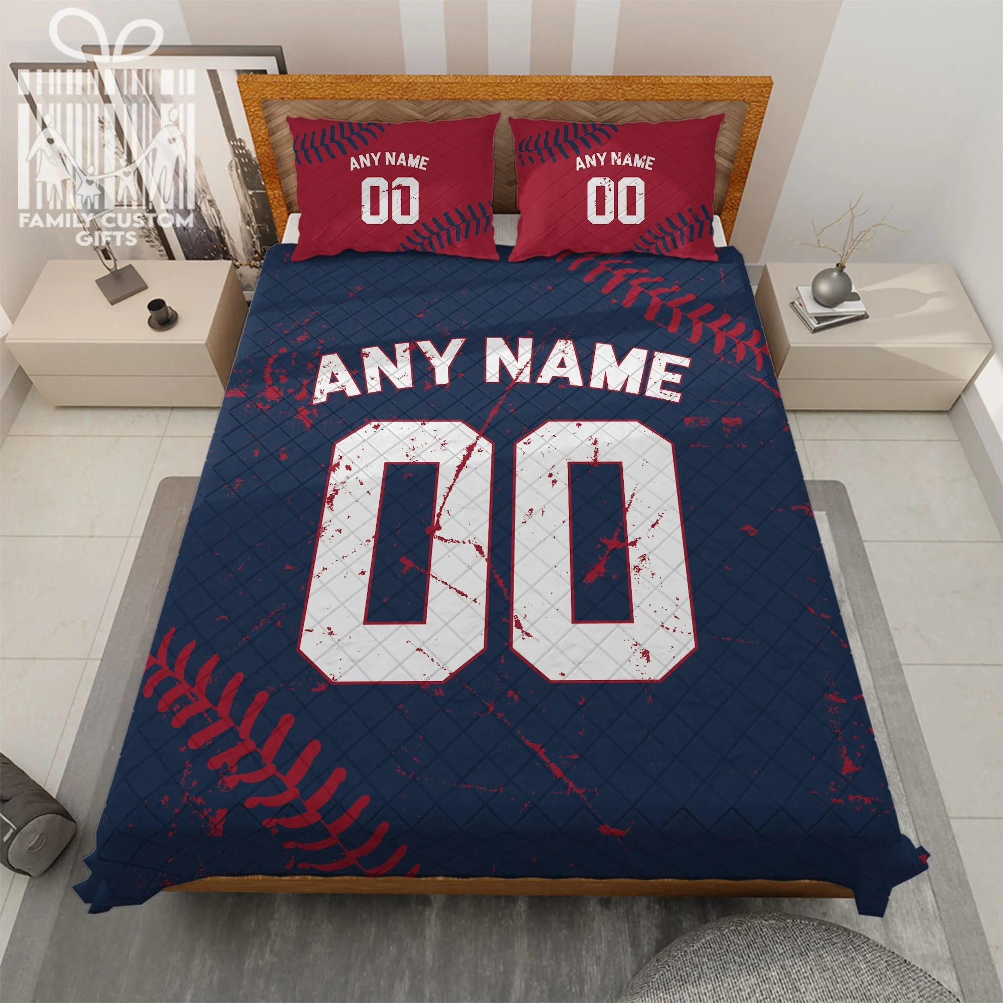 Custom Quilt Sets Baltimore Jersey Personalized Baseball Premium Quilt Bedding for Men Women