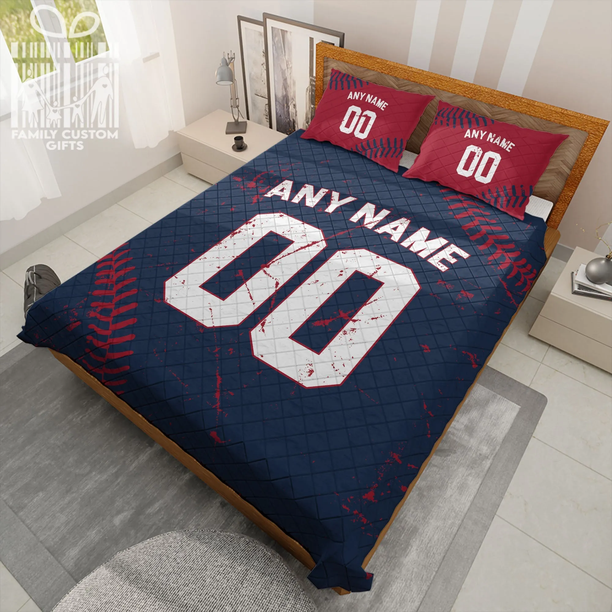 Custom Quilt Sets Baltimore Jersey Personalized Baseball Premium Quilt Bedding for Men Women