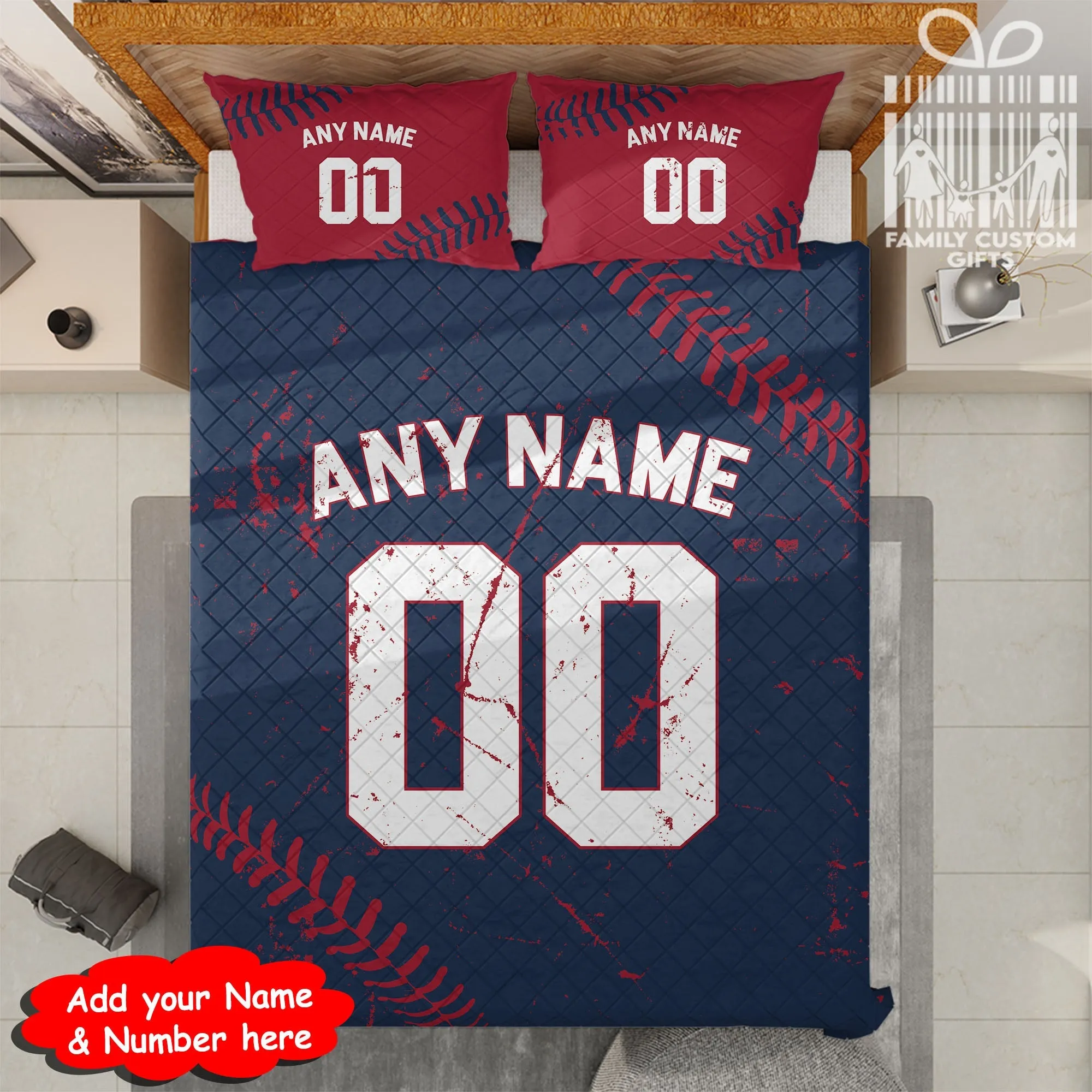 Custom Quilt Sets Baltimore Jersey Personalized Baseball Premium Quilt Bedding for Men Women