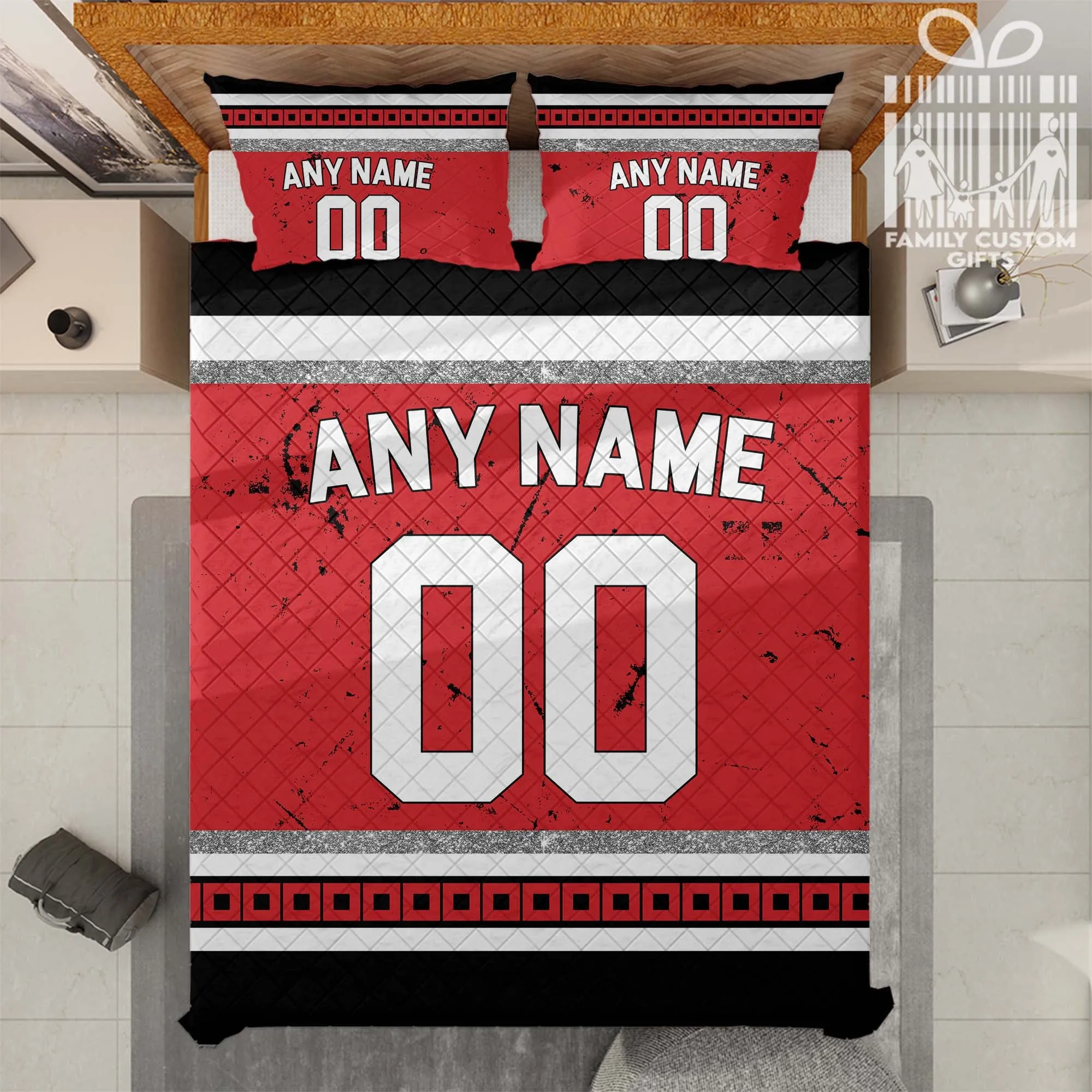 Custom Quilt Sets Carolina Jersey Personalized Ice hockey Premium Quilt Bedding for Men Women
