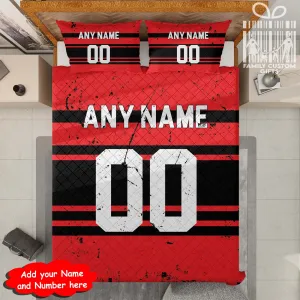 Custom Quilt Sets Detroit Jersey Personalized Ice hockey Premium Quilt Bedding for Men Women