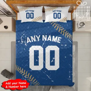 Custom Quilt Sets Kansas City Jersey Personalized Baseball Premium Quilt Bedding for Men Women