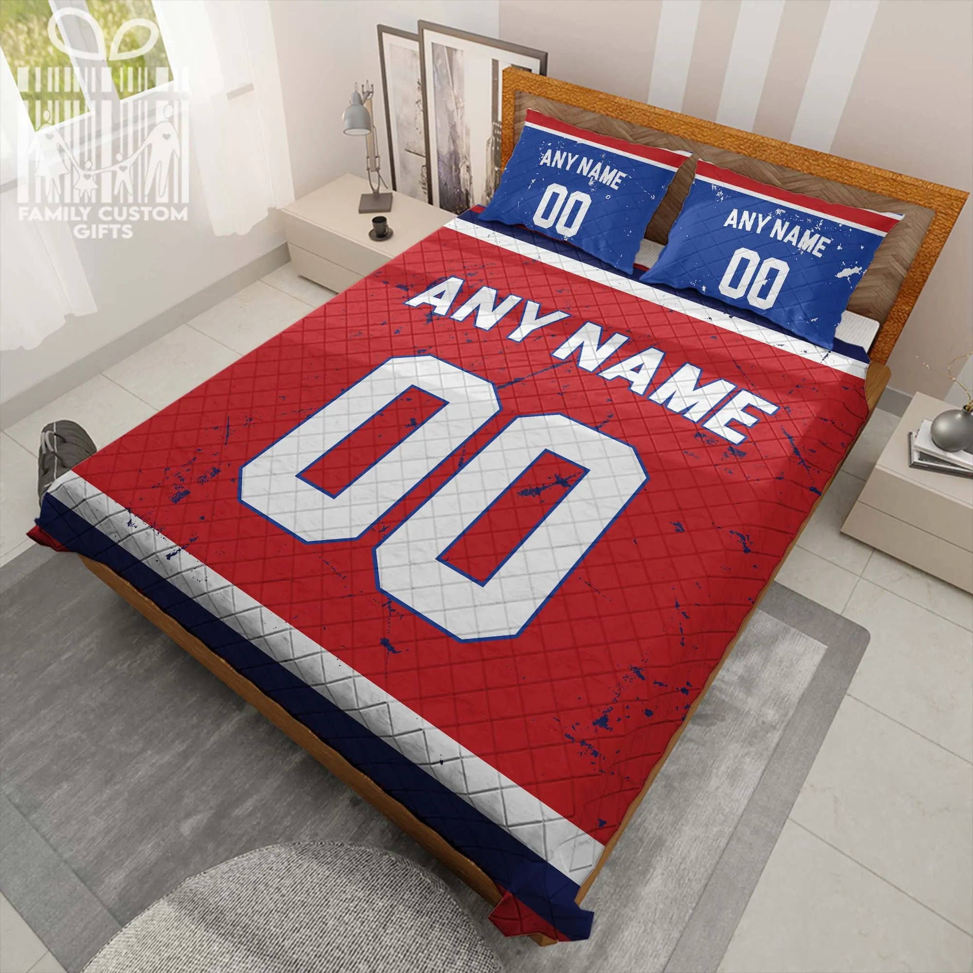 Custom Quilt Sets Montreal Jersey Personalized Ice hockey Premium Quilt Bedding for Men Women