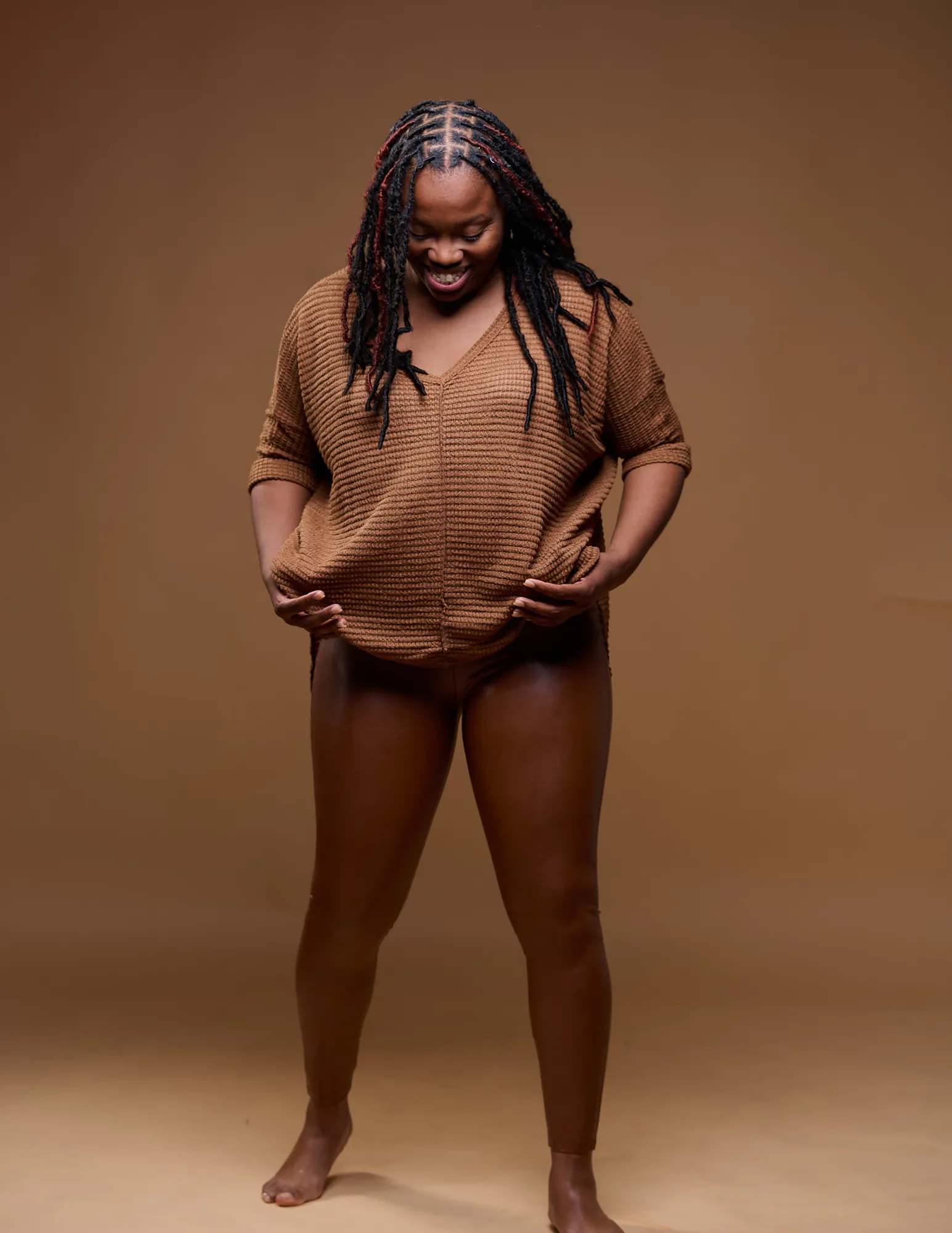 Dark Camel Faux Leather Pants ONLY