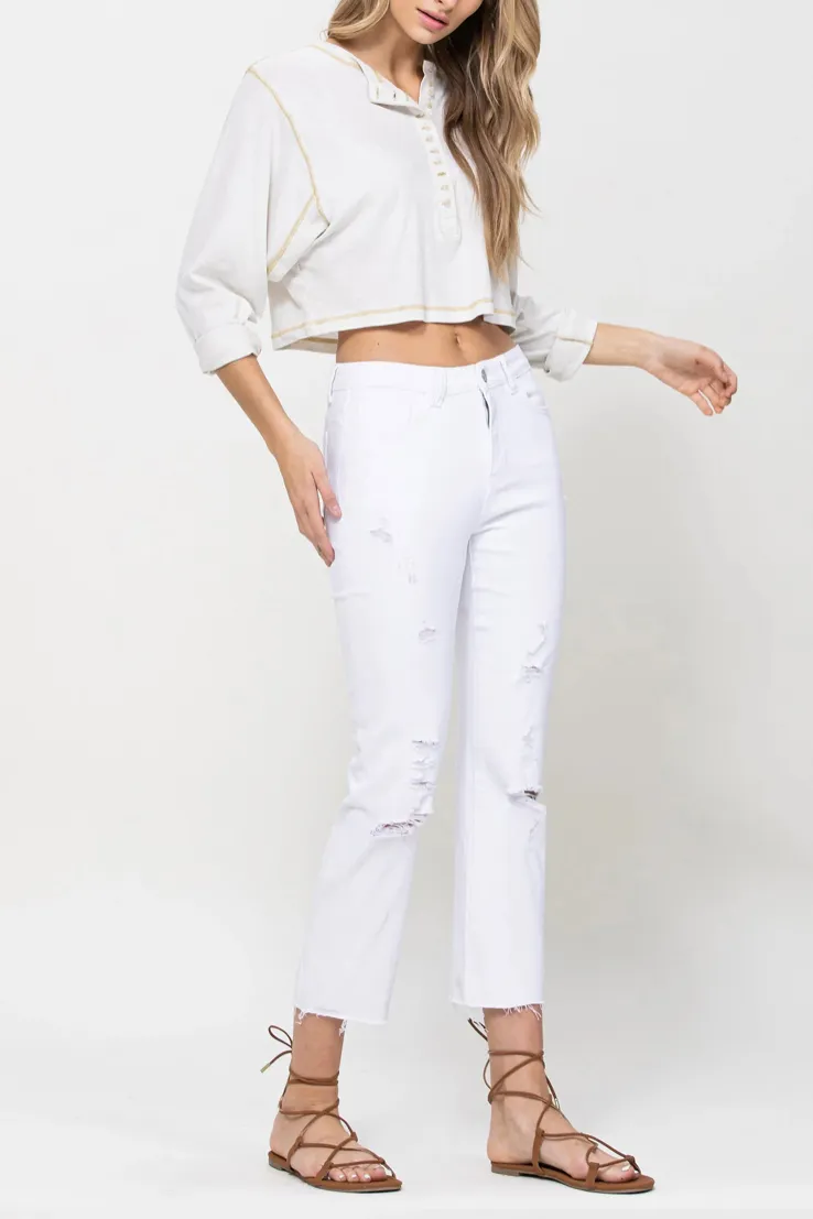 Distressed Straight Jeans