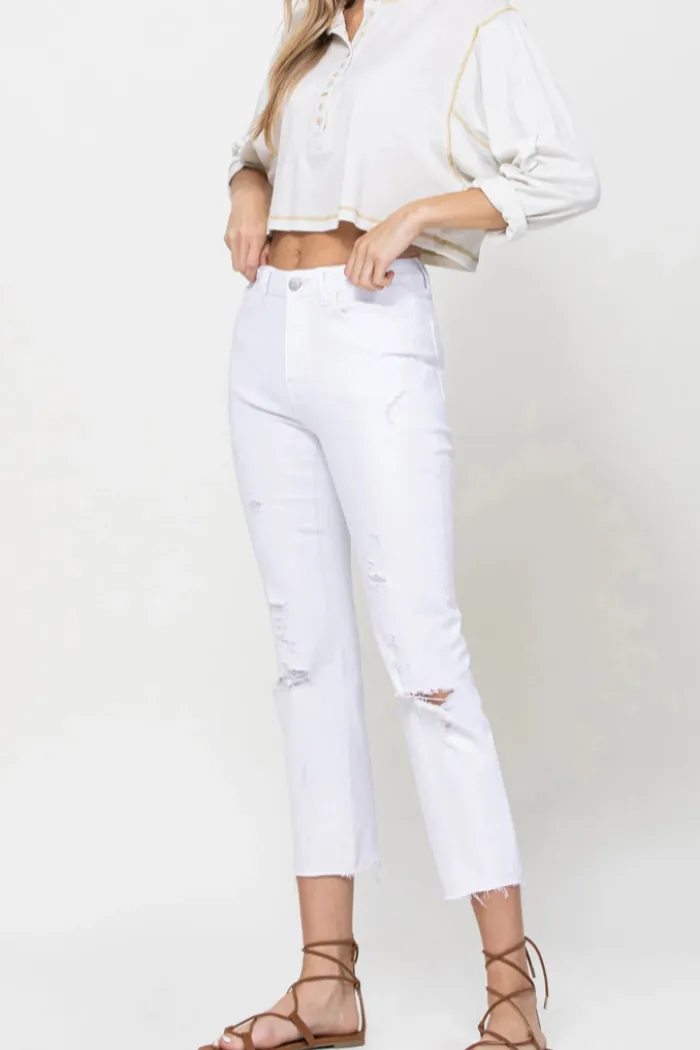 Distressed Straight Jeans