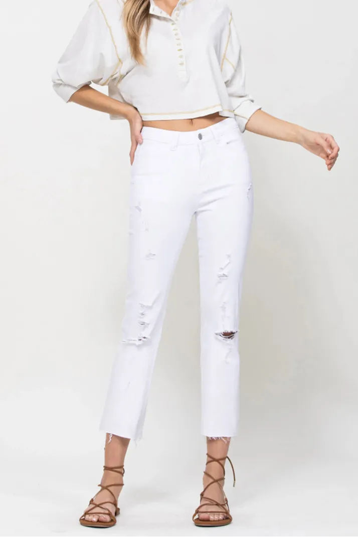 Distressed Straight Jeans