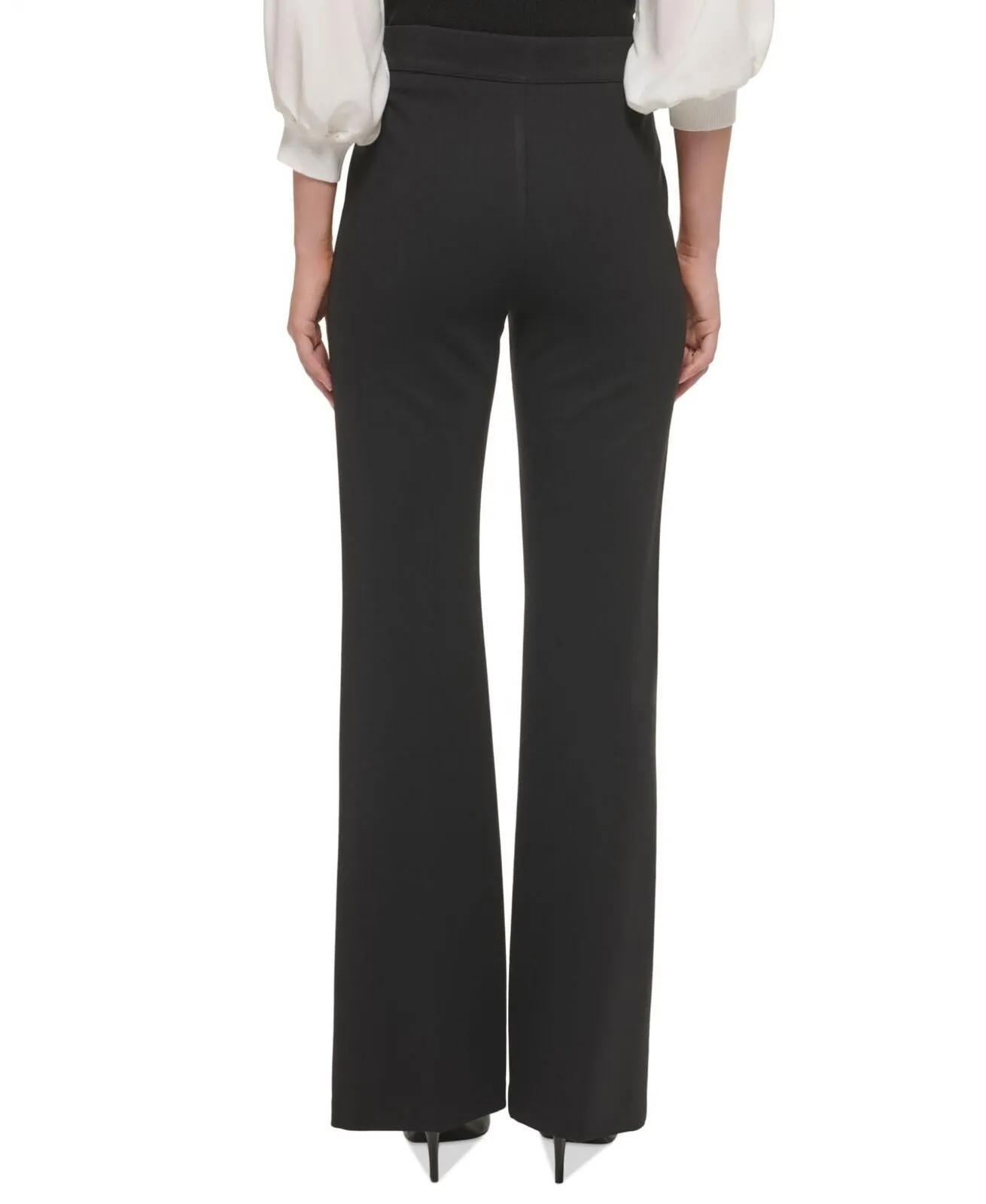 DKNY Womens Logo High Rise Wide Leg Pants P2JKTO68