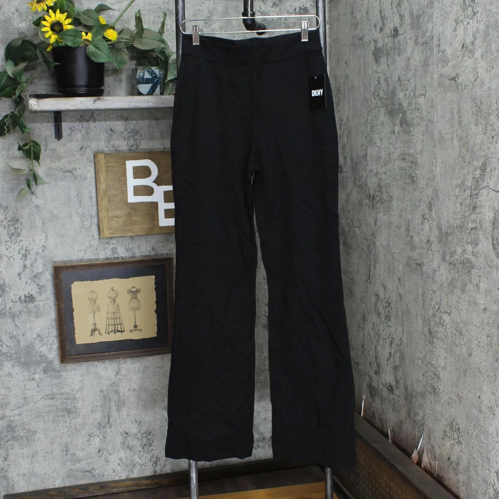 DKNY Womens Logo High Rise Wide Leg Pants P2JKTO68