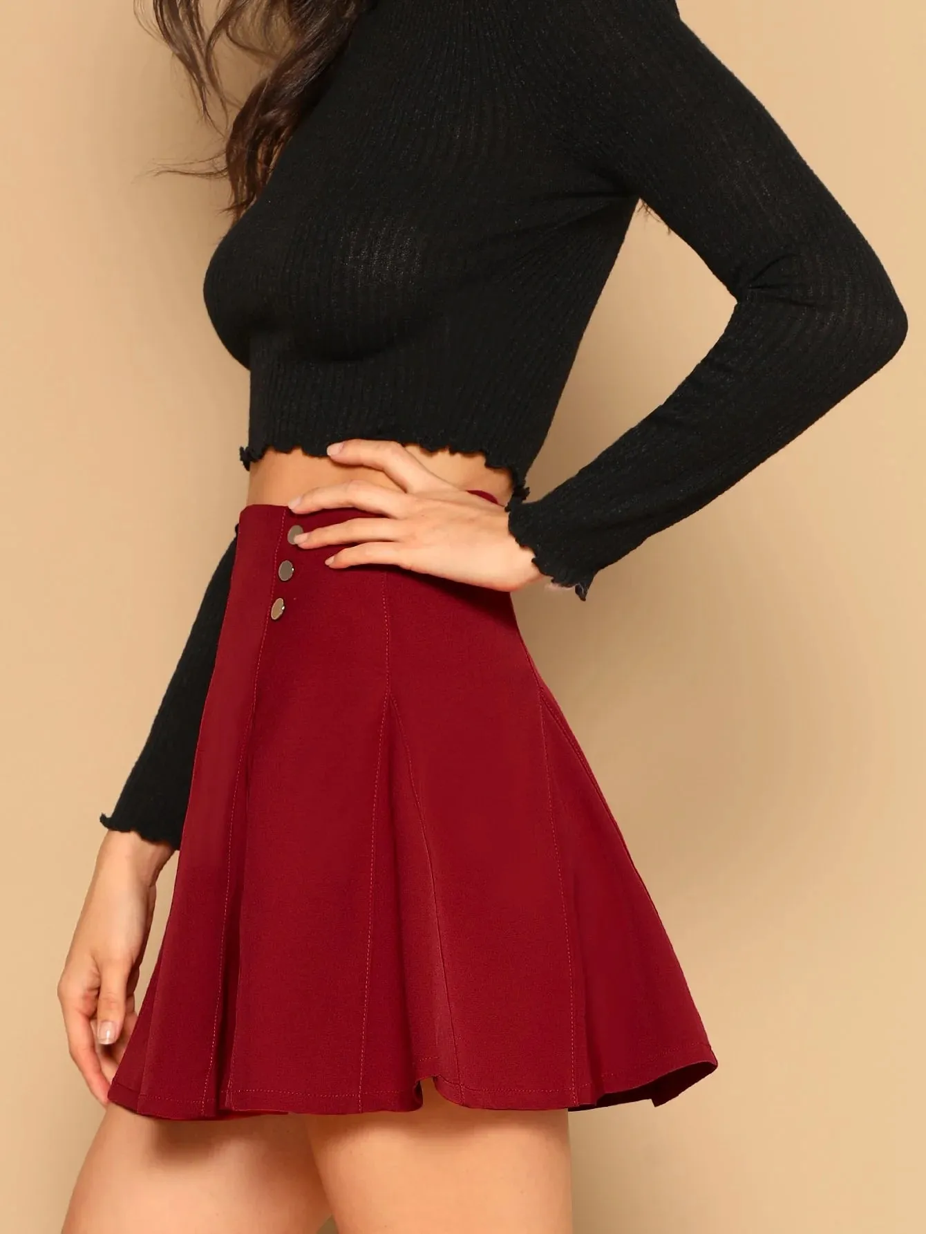 Dual Button Front Flare Skirt( CLEARANCE SALE