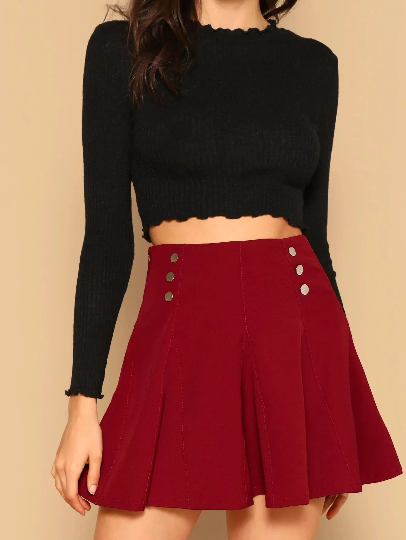 Dual Button Front Flare Skirt( CLEARANCE SALE