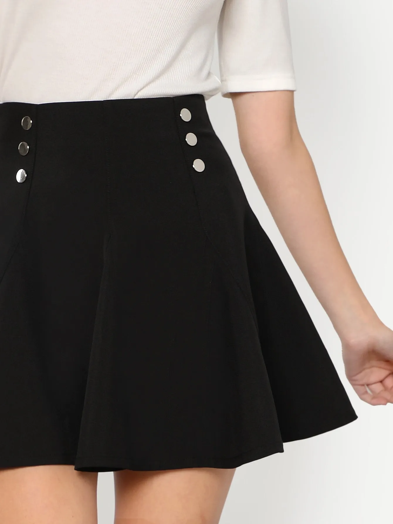 Dual Button Front Flare Skirt( CLEARANCE SALE