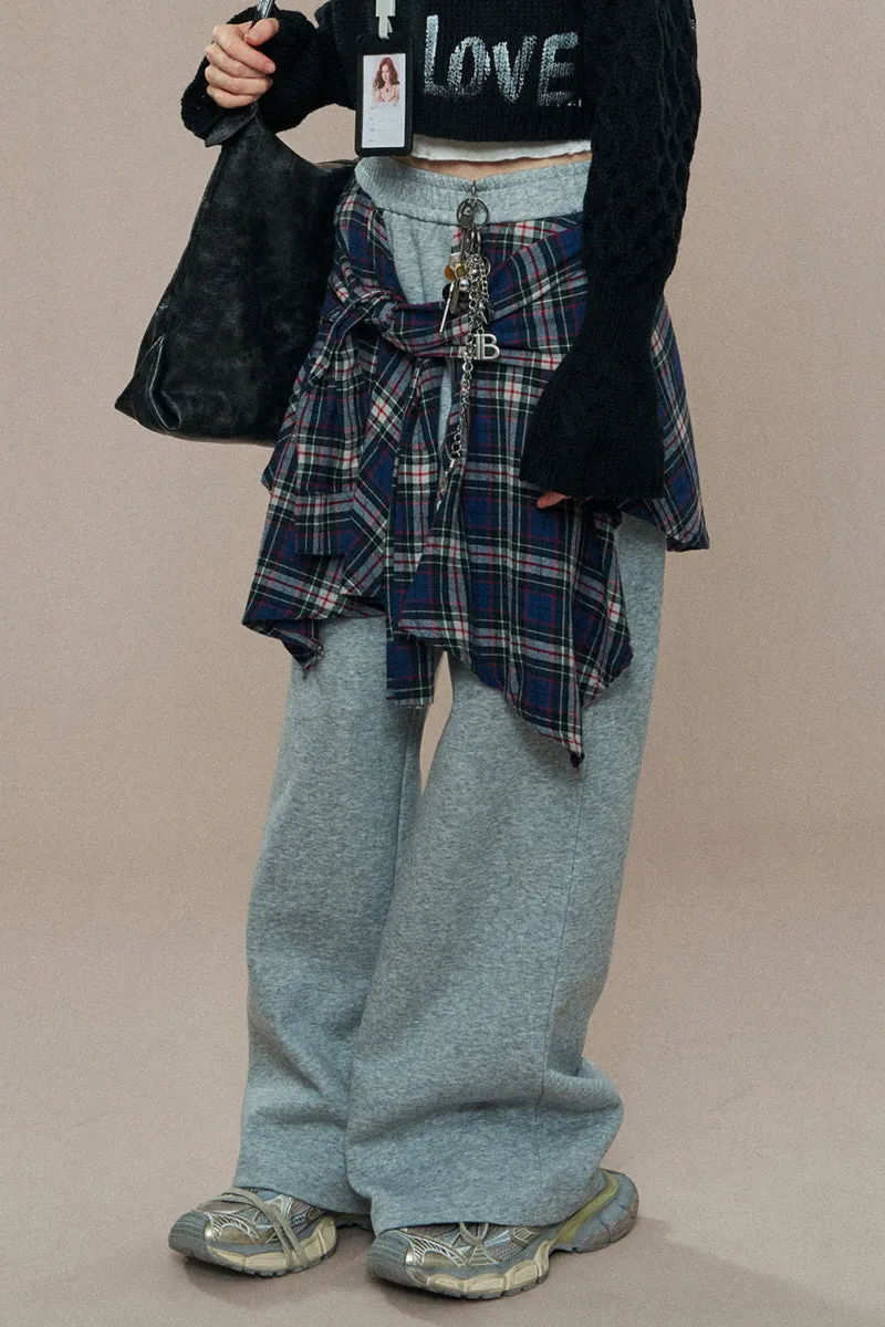 Elastic Waist Lazy Wide-Leg Pants