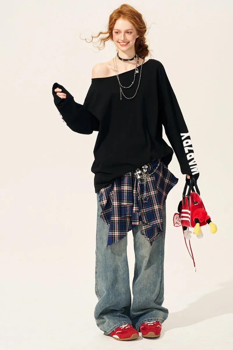 Elastic Waist Lazy Wide-Leg Pants