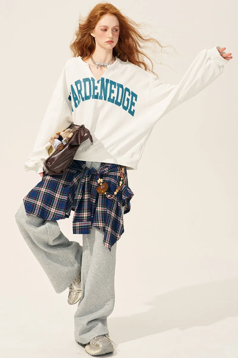 Elastic Waist Lazy Wide-Leg Pants