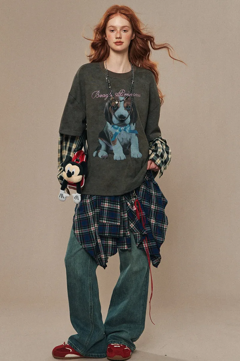 Elastic Waist Lazy Wide-Leg Pants