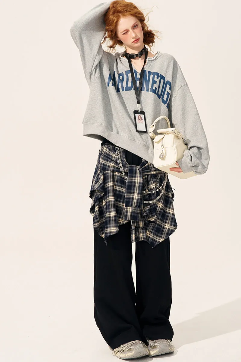 Elastic Waist Lazy Wide-Leg Pants