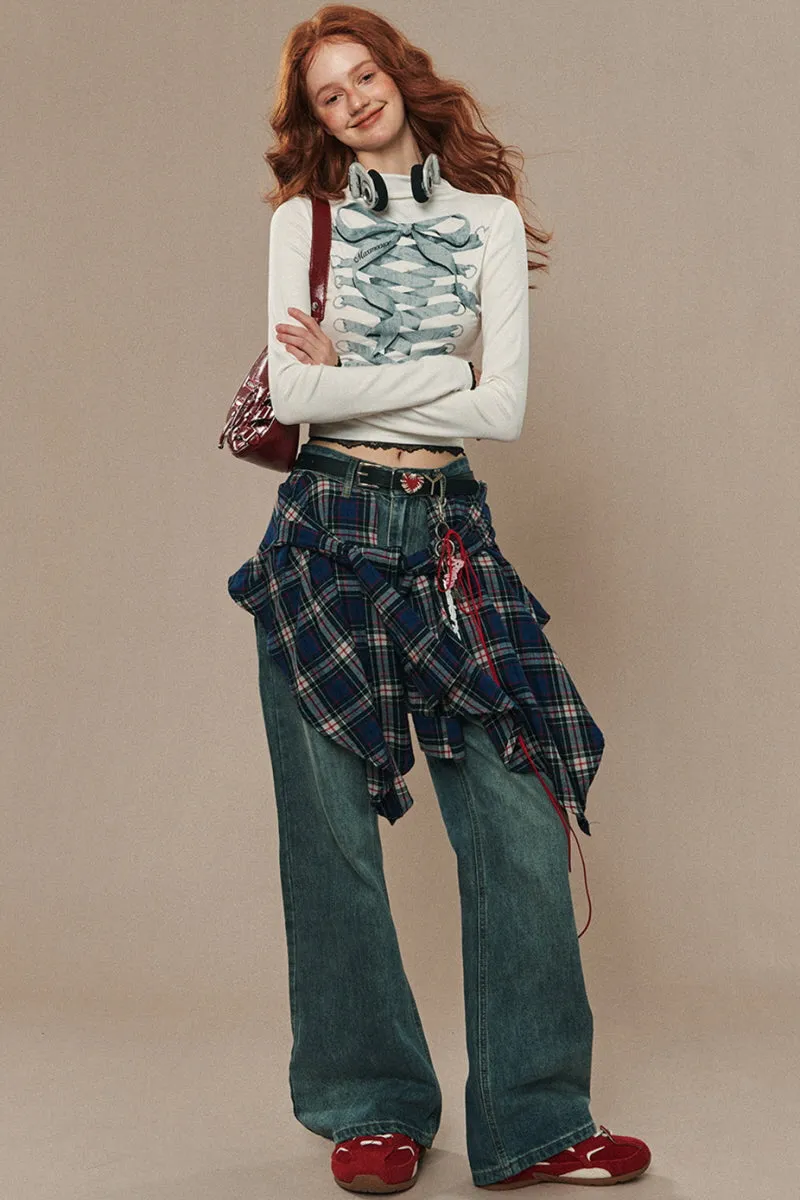 Elastic Waist Lazy Wide-Leg Pants