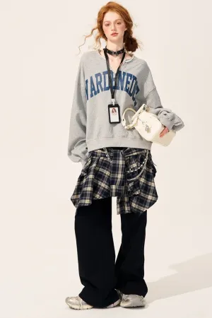Elastic Waist Lazy Wide-Leg Pants