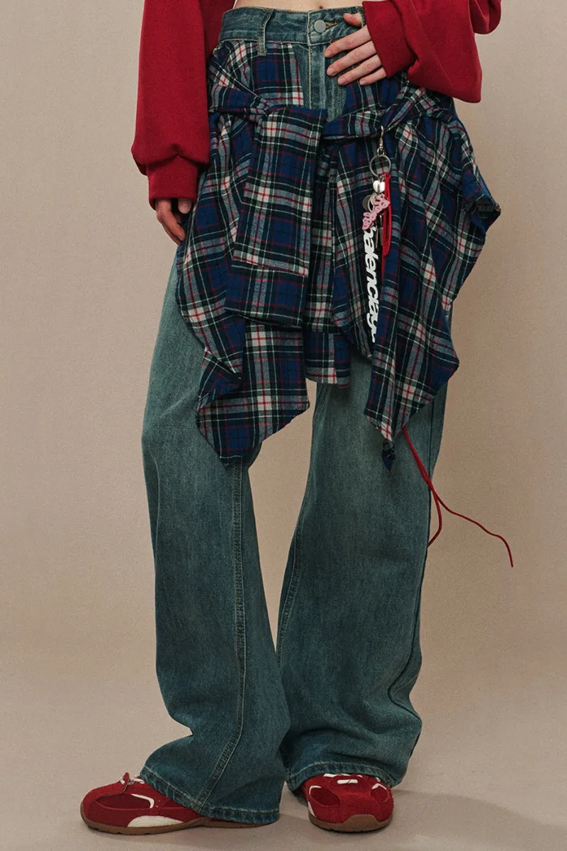 Elastic Waist Lazy Wide-Leg Pants