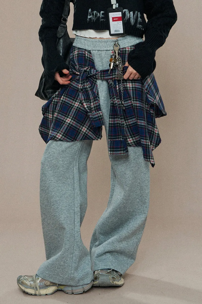 Elastic Waist Lazy Wide-Leg Pants