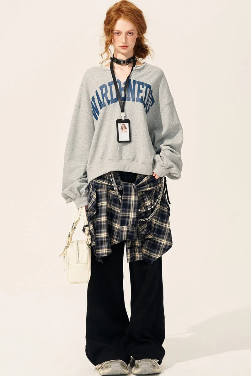 Elastic Waist Lazy Wide-Leg Pants