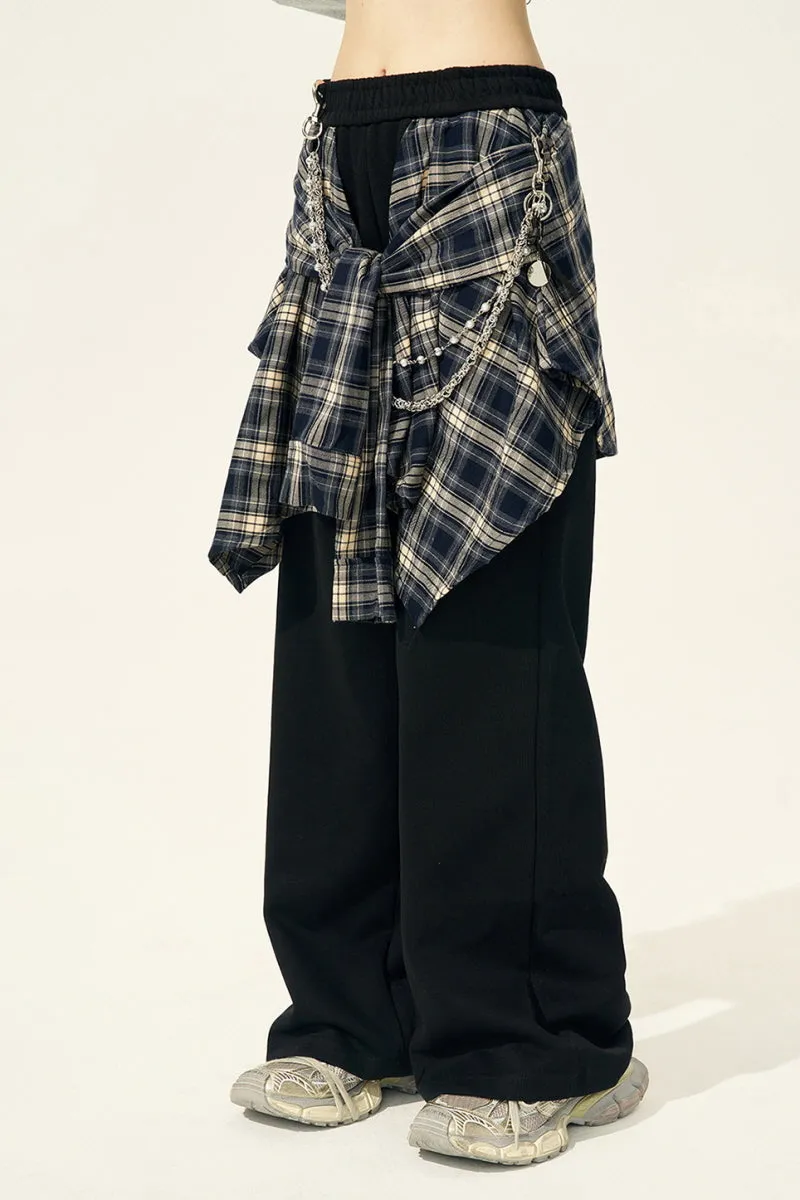 Elastic Waist Lazy Wide-Leg Pants