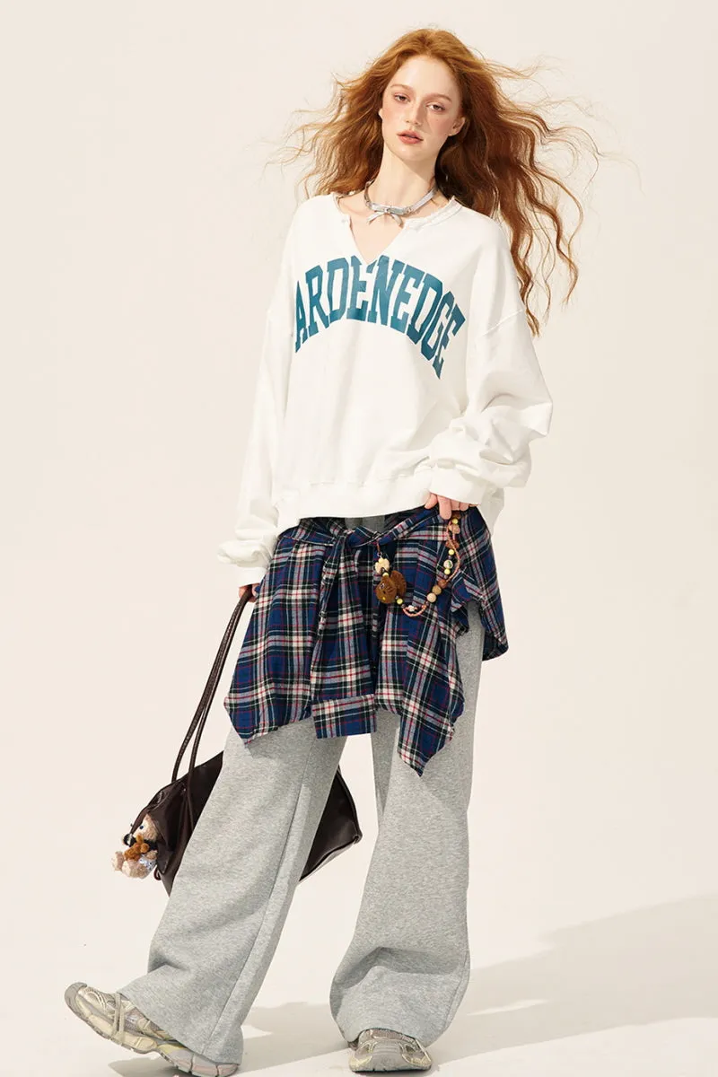 Elastic Waist Lazy Wide-Leg Pants