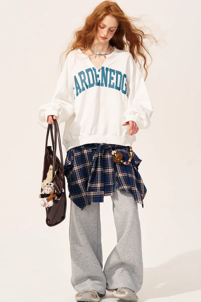 Elastic Waist Lazy Wide-Leg Pants