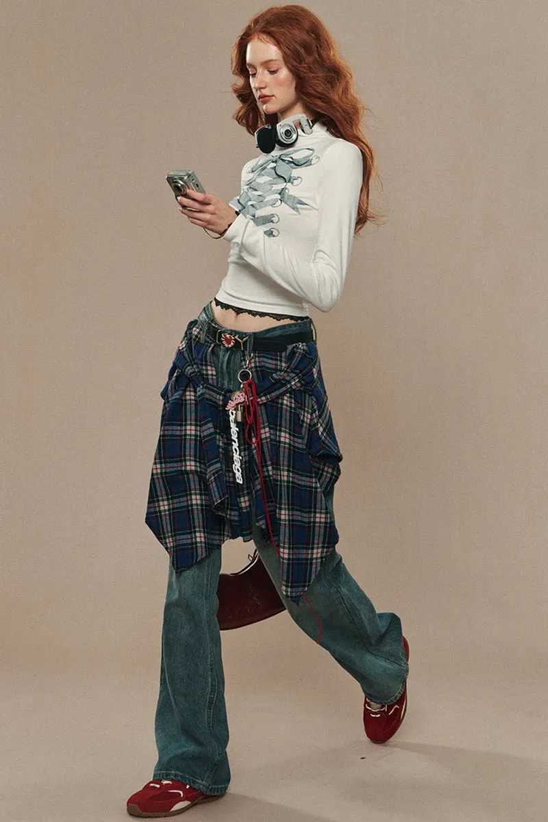Elastic Waist Lazy Wide-Leg Pants