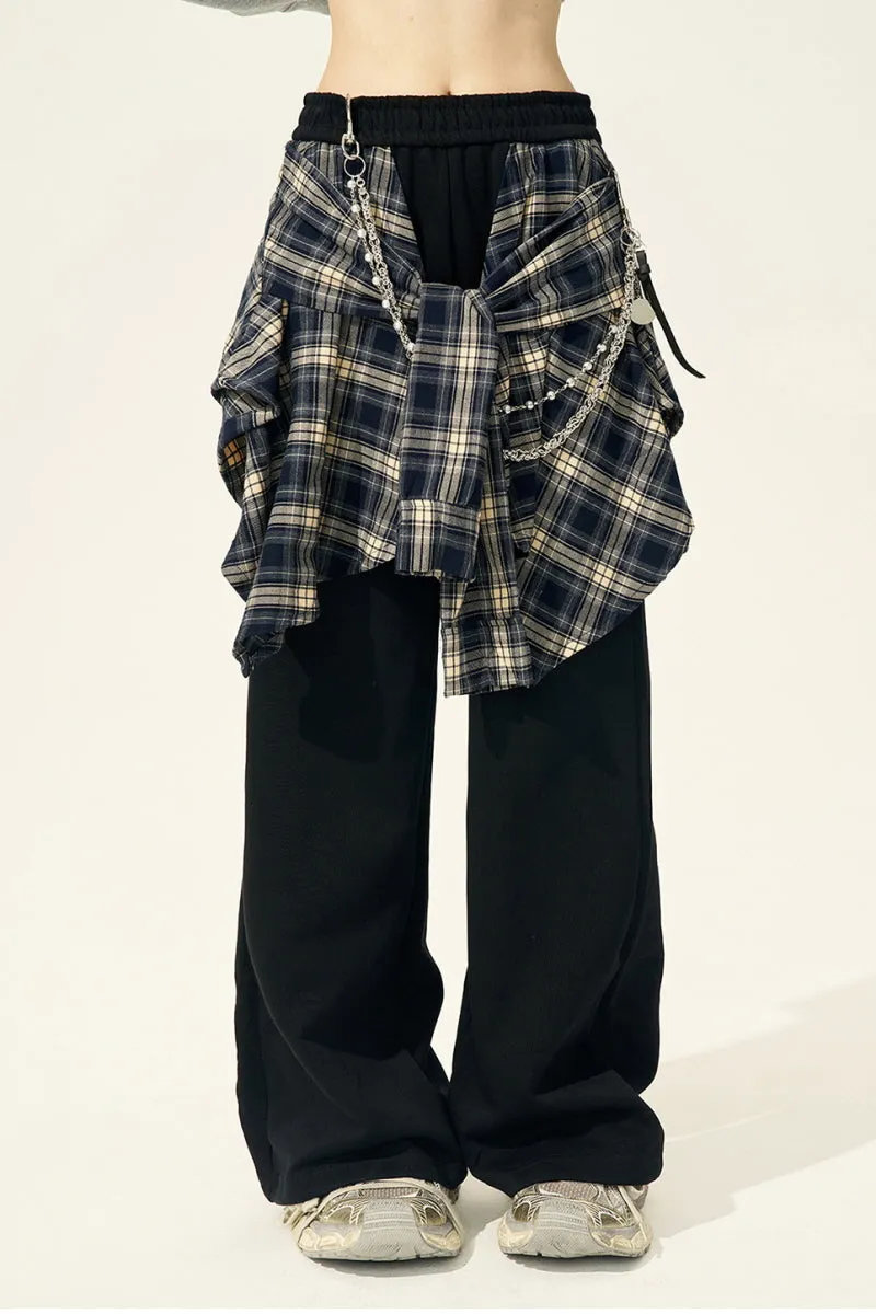 Elastic Waist Lazy Wide-Leg Pants
