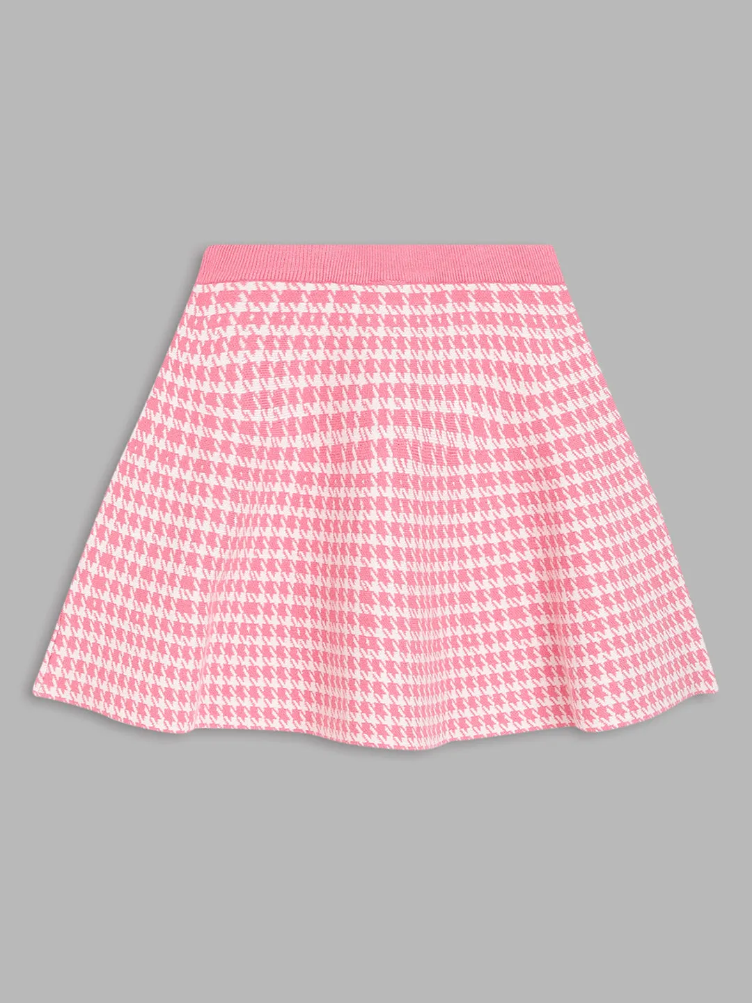 Elle Kids Girls Pink Self-Design Regular Fit Skirt