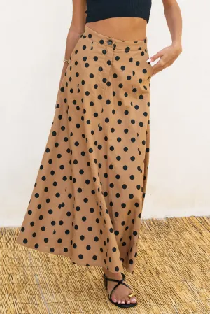 Emily Polka Dot Flared Maxi Skirt