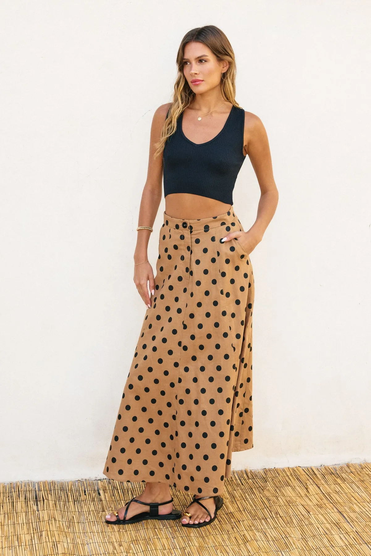 Emily Polka Dot Flared Maxi Skirt