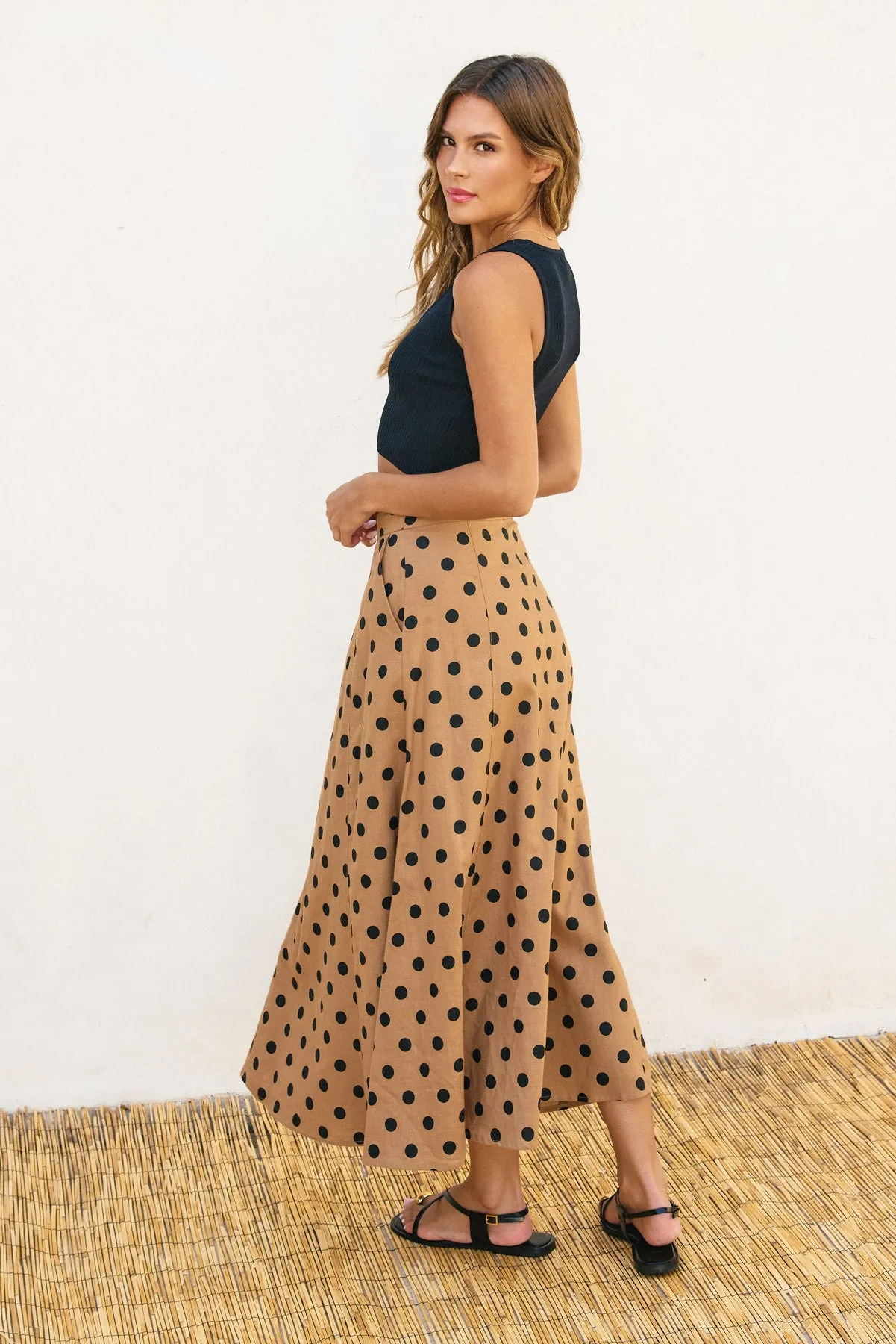 Emily Polka Dot Flared Maxi Skirt