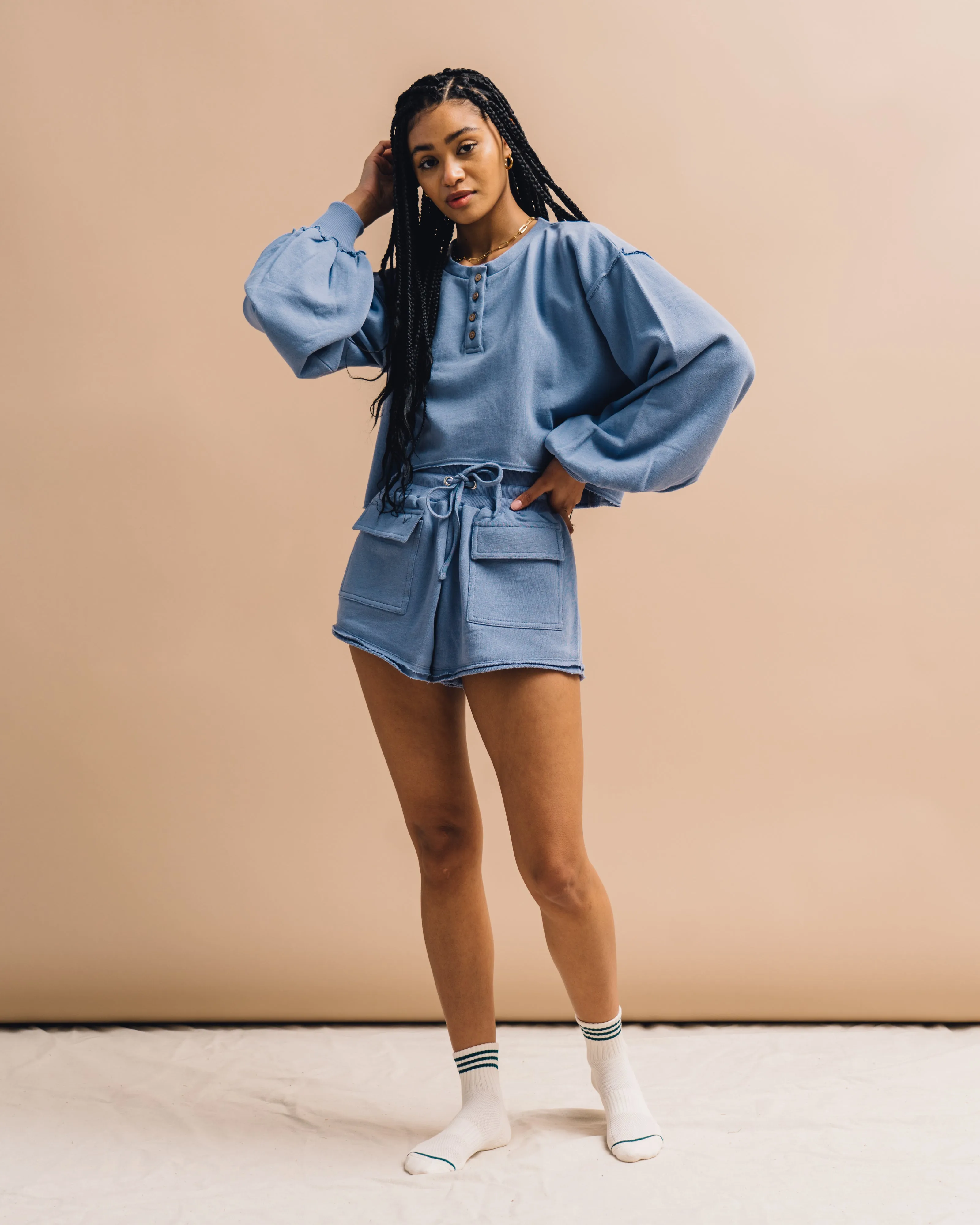 Evyn Sweatshort-Cielo