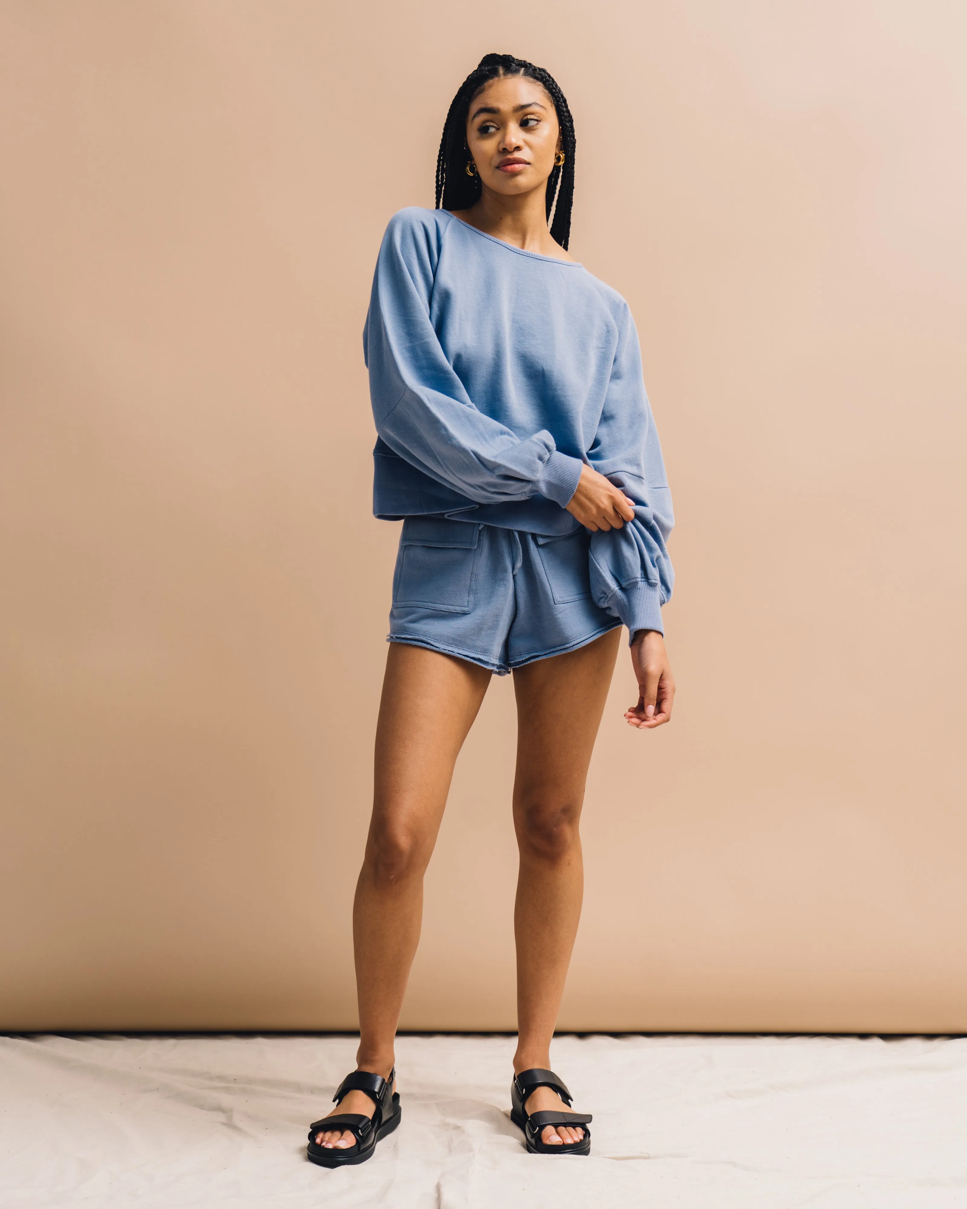 Evyn Sweatshort-Cielo