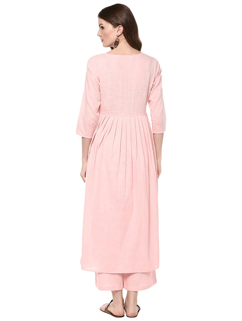Fifth Avenue Women's TPS312 Peplum Kurti and Pants Sets - Pink