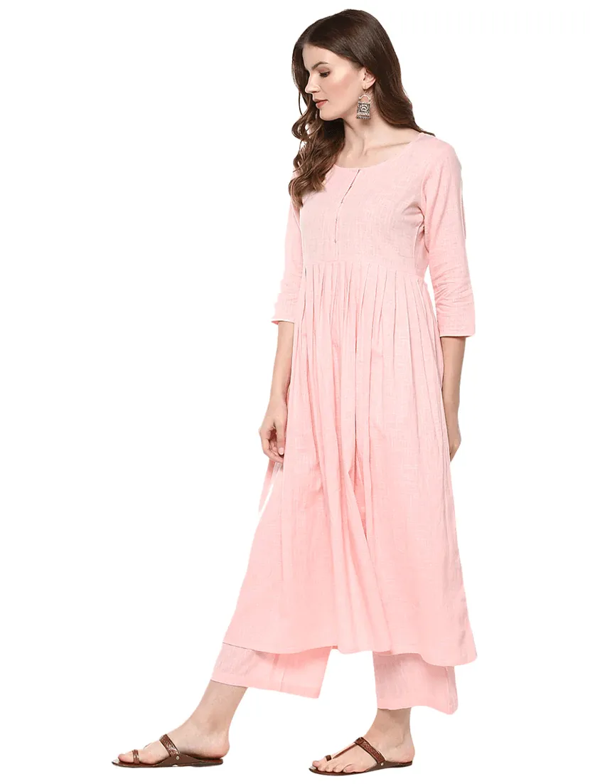 Fifth Avenue Women's TPS312 Peplum Kurti and Pants Sets - Pink