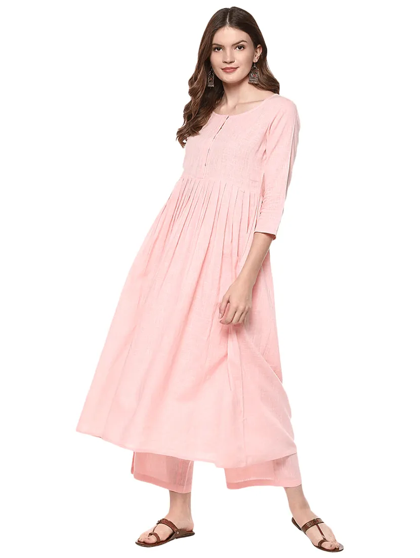 Fifth Avenue Women's TPS312 Peplum Kurti and Pants Sets - Pink