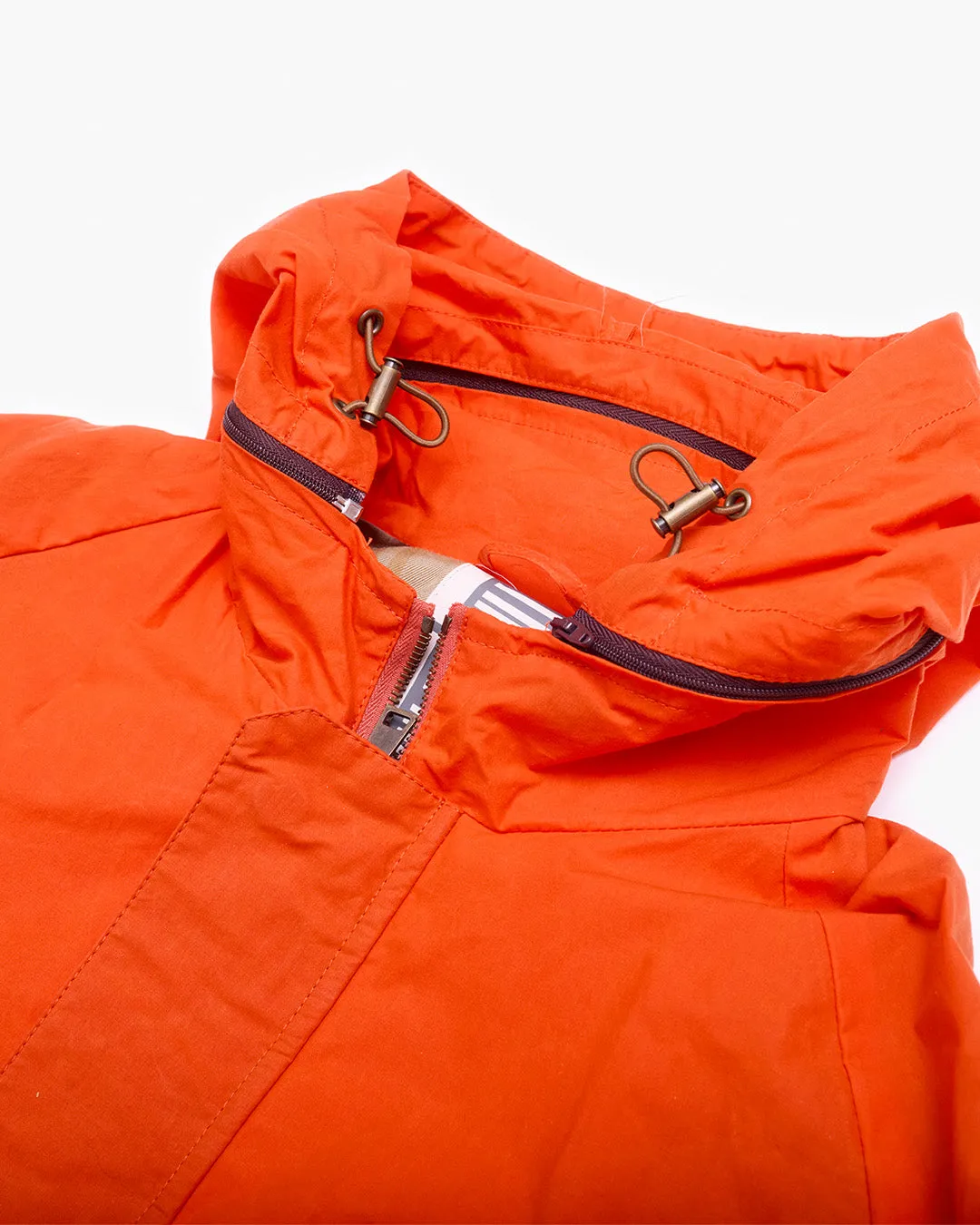 Fire Red Lightly Waxed Cotton Parka