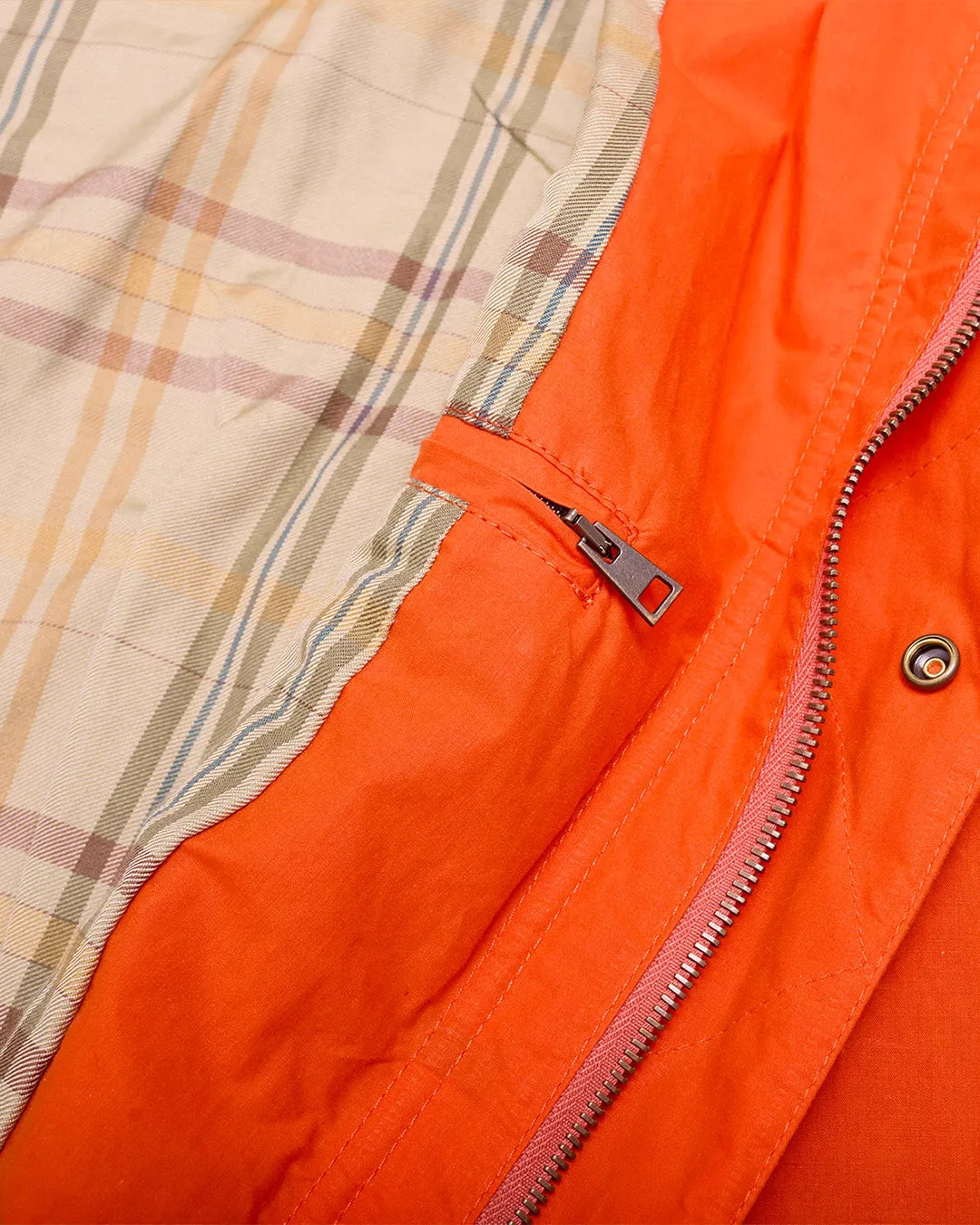 Fire Red Lightly Waxed Cotton Parka