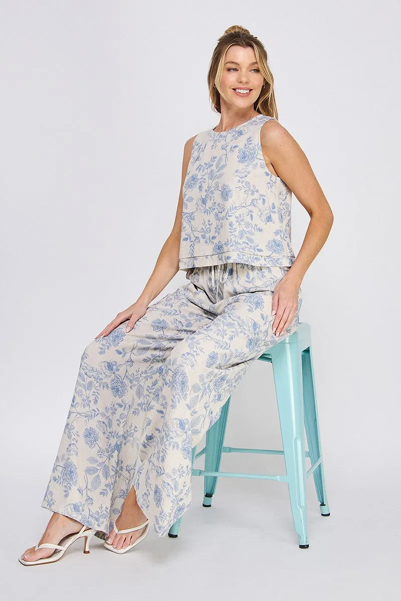 floral print wide leg pants